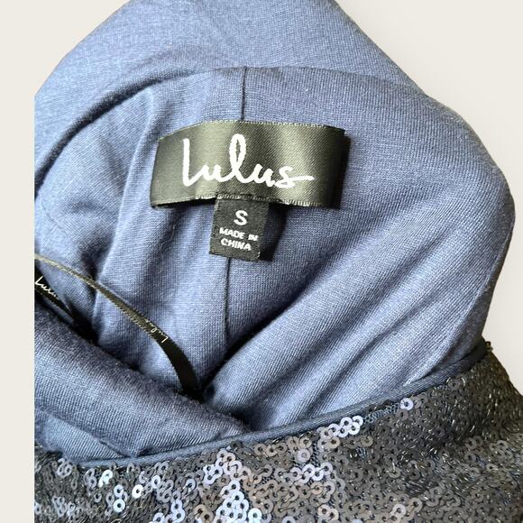 NWT Lulu's Navy Sequin Holiday Dress - Picture 6 of 6